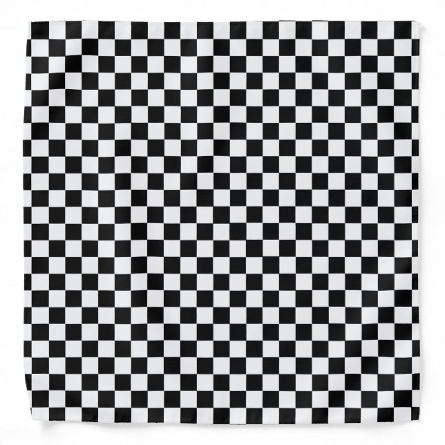 Black And White Classic Checkerboard by STaylor Bandana (Front)
