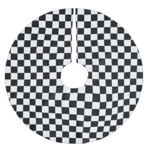 Black and White Classic Checkerboard by STaylor Brushed Polyester Tree Skirt
