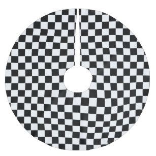 Black and White Classic Checkerboard by STaylor Brushed Polyester Tree Skirt