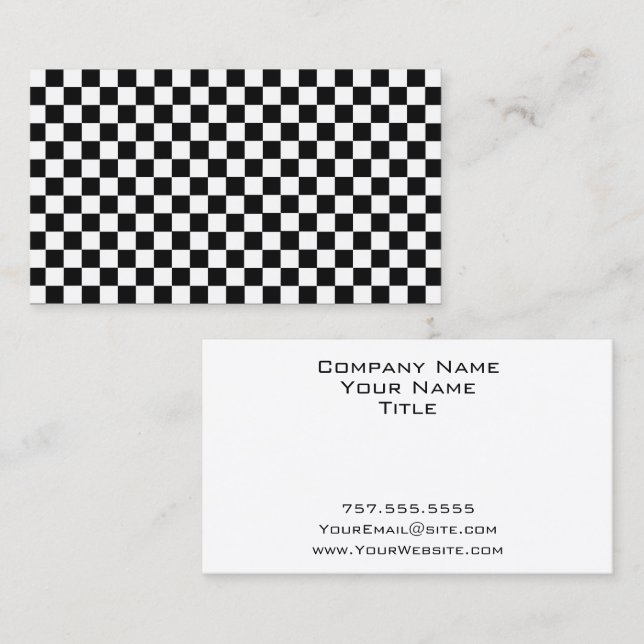 Black and White Classic Checkerboard by STaylor Business Card (Front/Back)