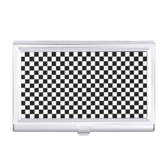 Black and White Classic Checkerboard by STaylor Case For Business Cards (Front)