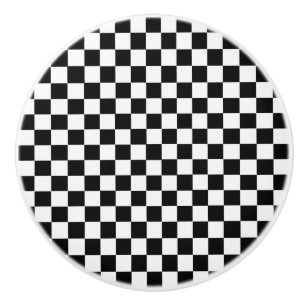 Black and White Classic Checkerboard by STaylor Ceramic Knob