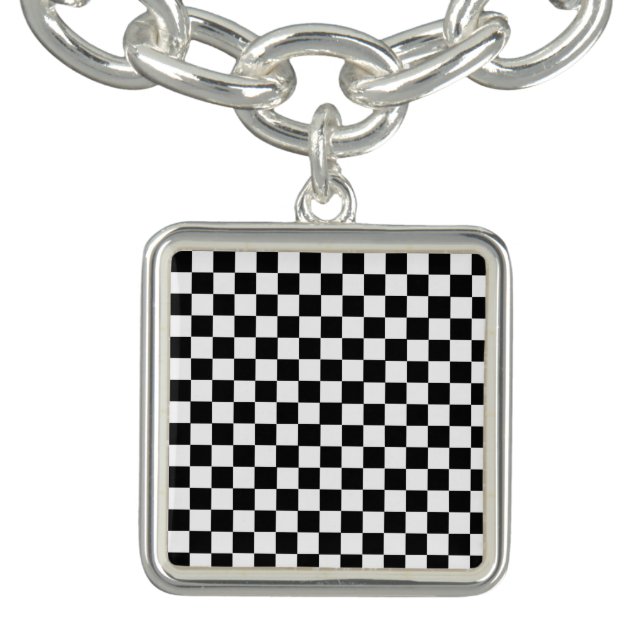 Black and White Classic Checkerboard by STaylor Charm Bracelet (Design)