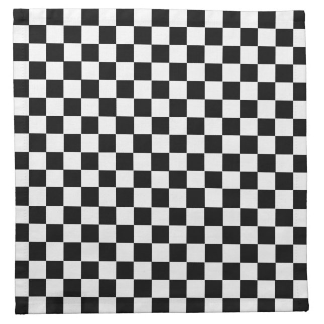 Black And White Classic Checkerboard by STaylor Cloth Napkin (Front)
