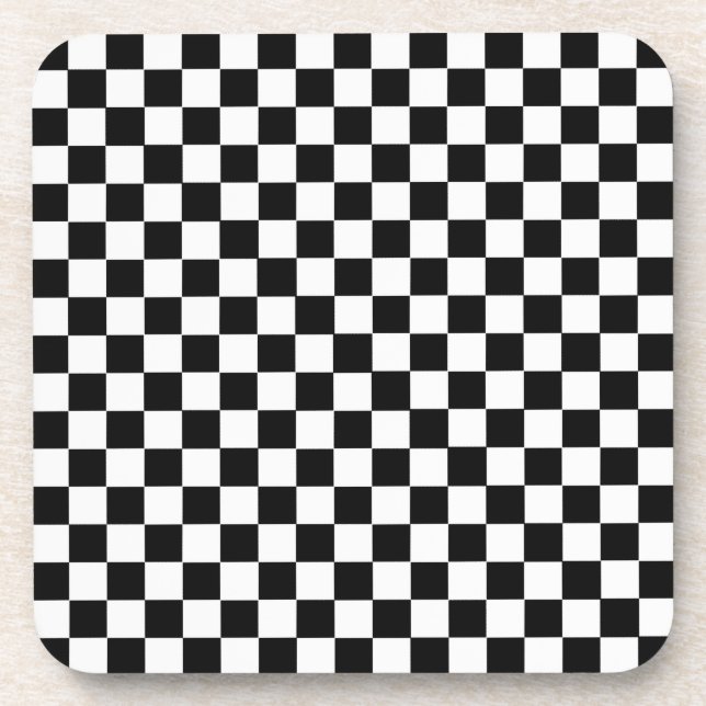 Black And White Classic Checkerboard by STaylor Coaster (Front)