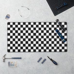 Black and White Classic Checkerboard by STaylor Desk Mat
