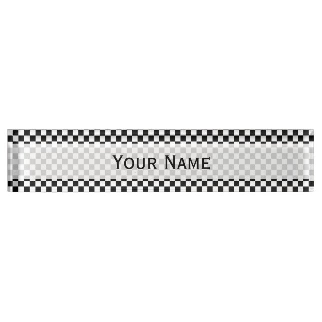 Black and White Classic Checkerboard by STaylor Desk Name Plate (Front)