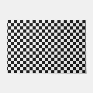 Black And White Classic Checkerboard by STaylor Doormat