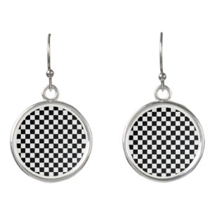 Black and White Classic Checkerboard by STaylor Earrings