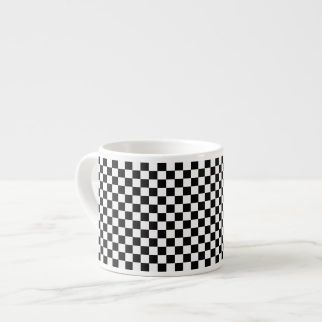 Black and White Classic Checkerboard by STaylor Espresso Cup (Front Left)