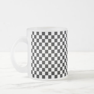 Black and White Classic Checkerboard by STaylor Frosted Glass Coffee Mug