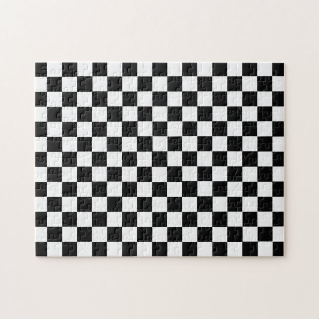 Black and White Classic Checkerboard by STaylor Jigsaw Puzzle (Horizontal)