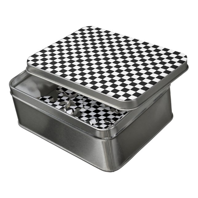 Black and White Classic Checkerboard by STaylor Jigsaw Puzzle (Lid Open)
