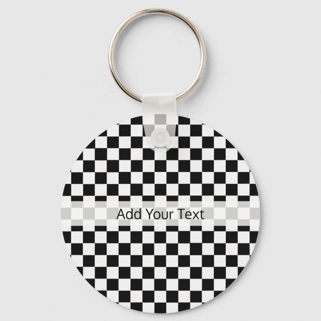Black and White Classic Checkerboard by STaylor Keychain (Front)
