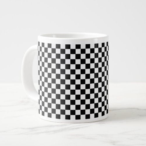 Black and White Classic Checkerboard by STaylor Large Coffee Mug