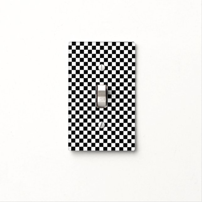 Black and White Classic Checkerboard by STaylor Light Switch Cover (In Situ)
