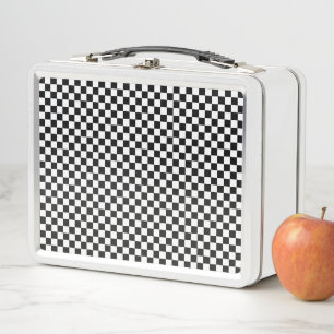 Black and White Classic Checkerboard by STaylor Metal Lunch Box