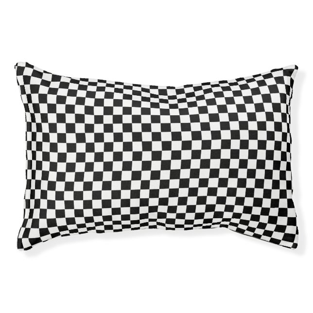 Black And White Classic Checkerboard by STaylor Pet Bed (Front)