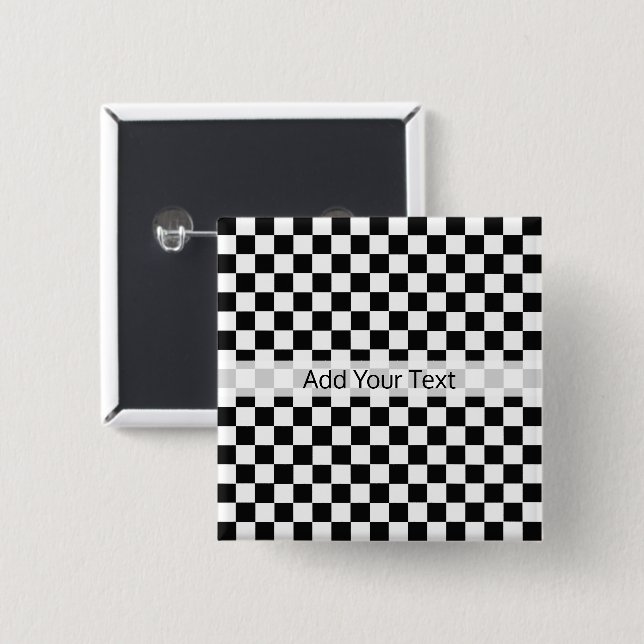 Black and White Classic Checkerboard by STaylor Pinback Button (Front & Back)