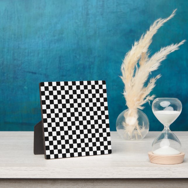 Black and White Classic Checkerboard by STaylor Plaque (Insitu)
