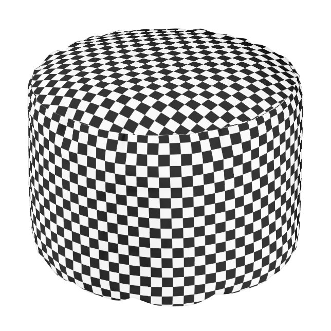 Black and White Classic Checkerboard by STaylor Pouf (Angled Front)