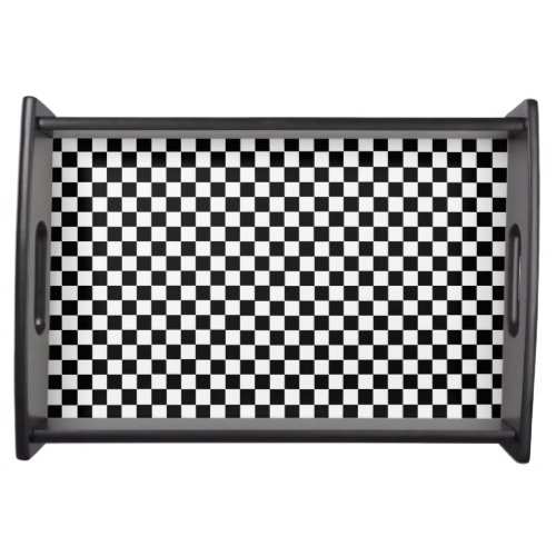 Black and White Classic Checkerboard by STaylor Serving Tray