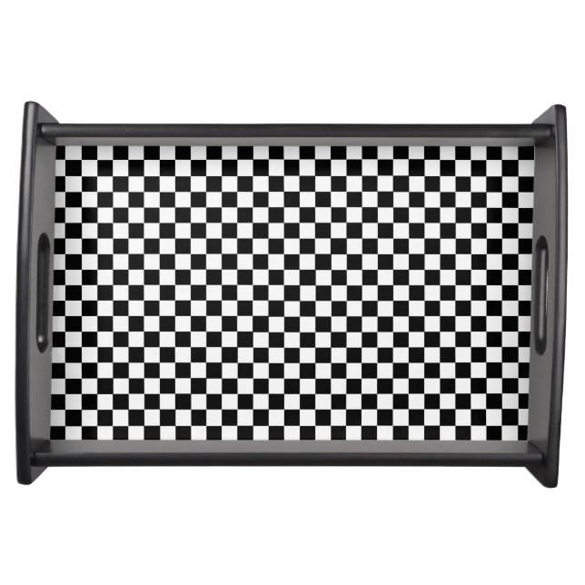 Black and White Classic Checkerboard by STaylor Serving Tray (Front)