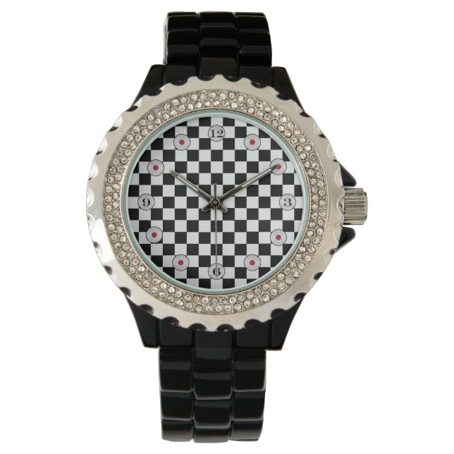 Black and White Classic Checkerboard by STaylor Watch (Front)