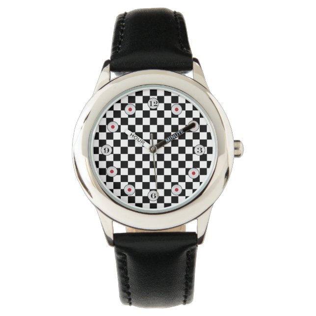 Black and White Classic Checkerboard by STaylor Watch (Front)