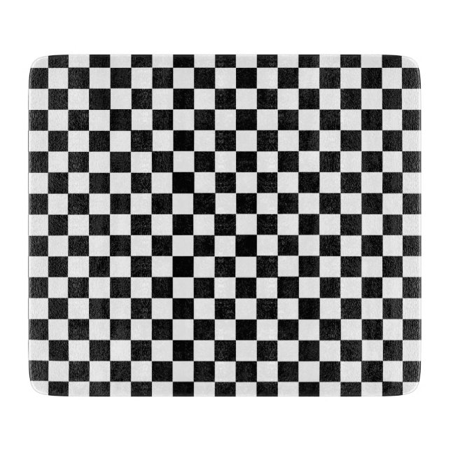 Black And White Classic Checkerboard Cutting Board (Front)