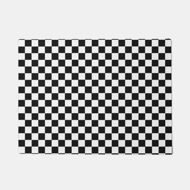 Black And White Classic Checkerboard Doormat (Front)