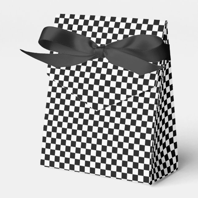 Black And White Classic Checkerboard Favor Boxes (Front Side)