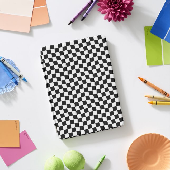 Black And White Classic Checkerboard iPad Air Cover (In Situ)