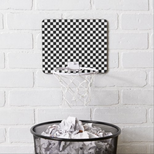 Black And White Classic Checkerboard Mini Basketball Hoop