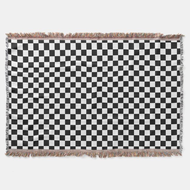 Black And White Classic Checkerboard Throw Blanket (Front)