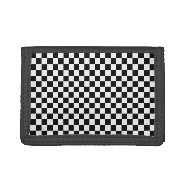 Black And White Classic Checkerboard Tri-fold Wallet (Front)