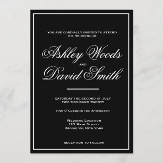 Black and White Classic Elegant Script Invitation