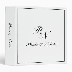 Black and White Classic Elegant Wedding 3 Ring Binder