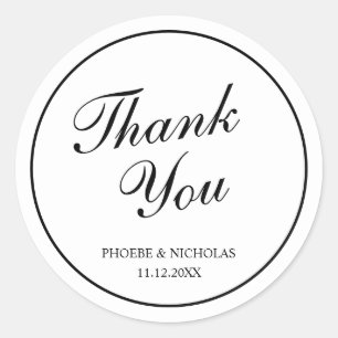Black and White Classic Elegant Wedding Classic Round Sticker