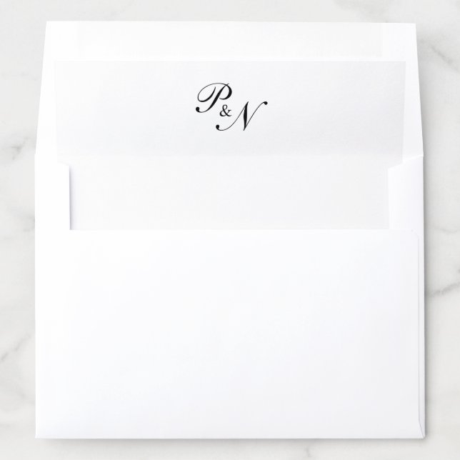 Black and White Classic Elegant Wedding Envelope Liner (In Envelope)