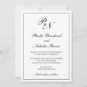 Black and White Classic Elegant Wedding Invitation