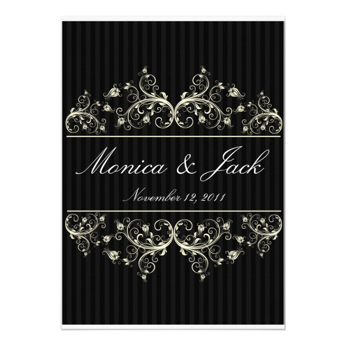 Black and white classic elegant wedding invitation