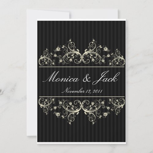 Black and white classic elegant wedding invitation