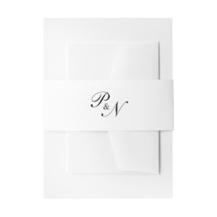 Black and White Classic Elegant Wedding Invitation Belly Band