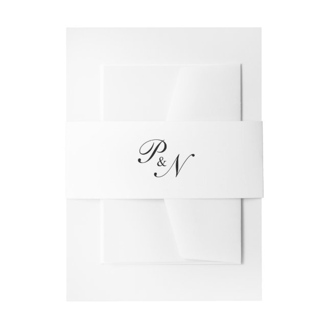 Black and White Classic Elegant Wedding Invitation Belly Band (Front Example)