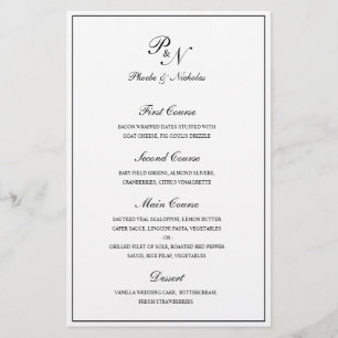 Black and White Classic Elegant Wedding Menu