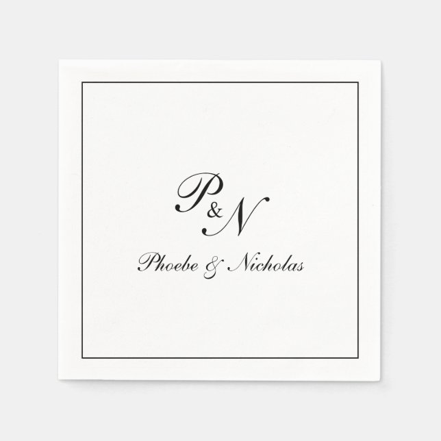 Black and White Classic Elegant Wedding Napkins (Front)