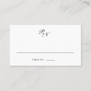 Black and White Classic Elegant Wedding Place Card