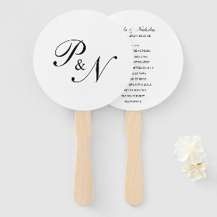 Black and White Classic Elegant Wedding Program Hand Fan