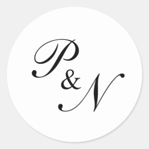 Black and White Classic Elegant Wedding Round Sticker